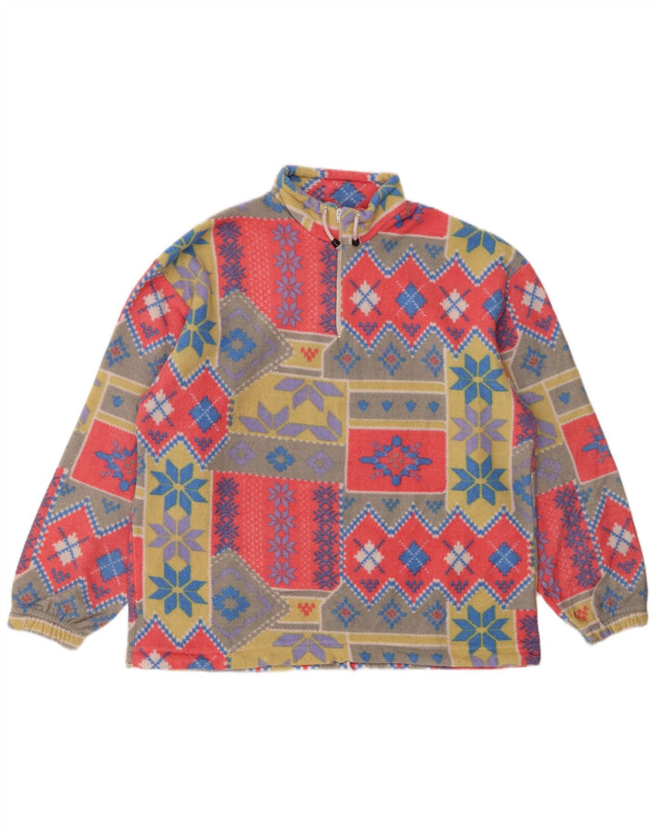 Jumper de lã feminino vintage UK 18 XL patchwork multicolorido retrô