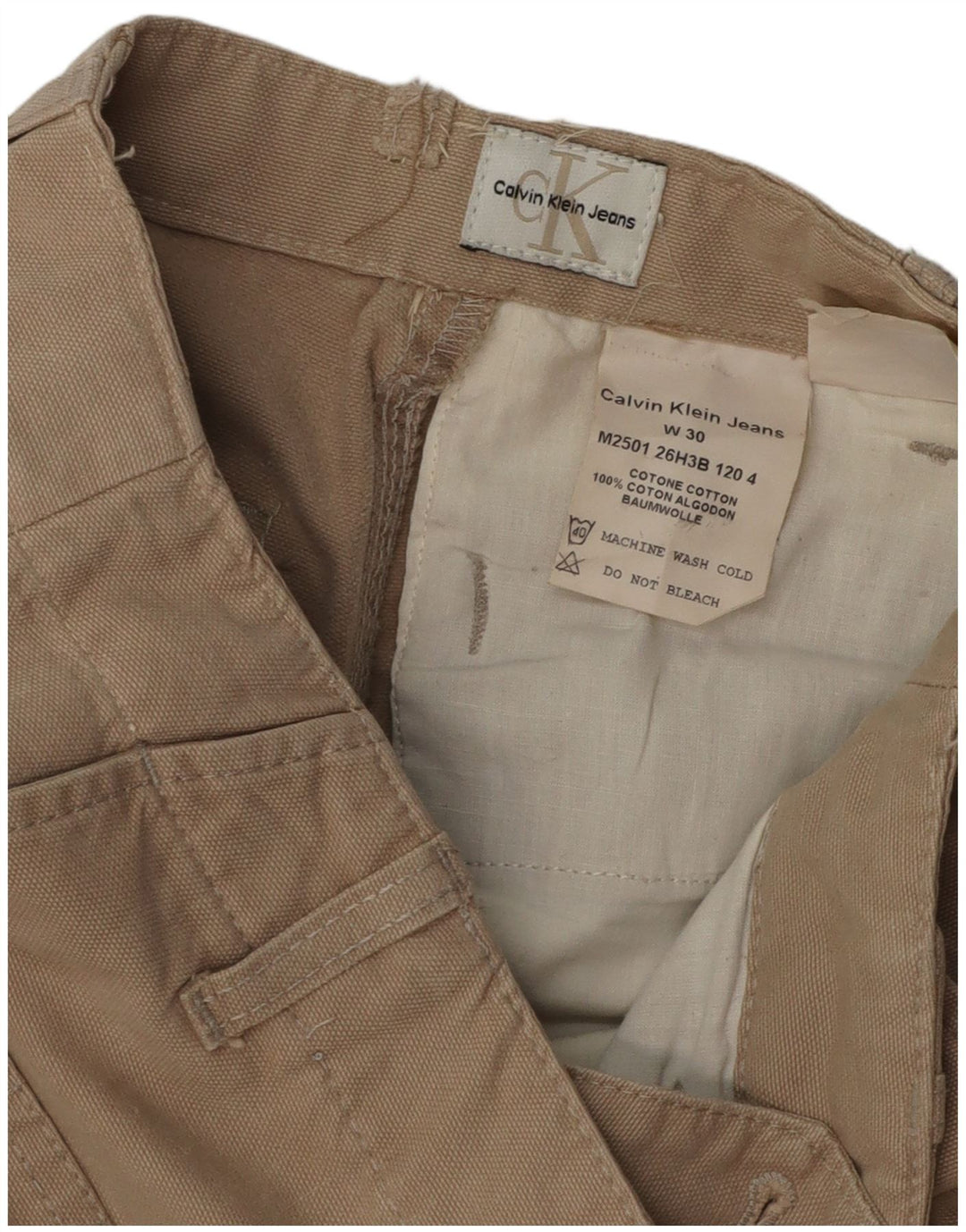 CALVIN KLEIN Calça Chino Feminina Reta W30 L34 Algodão Bege