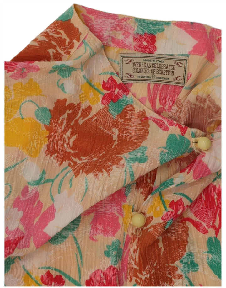 Blusa feminina BENETTON cropped UK 14 médio multicolorido floral