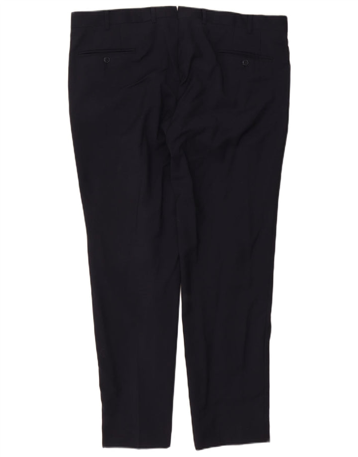Calça de terno slim masculina vintage W40 L30 azul marinho