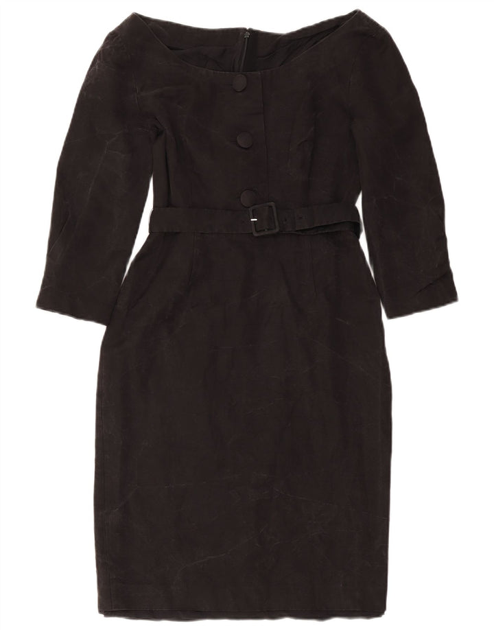 Prada vestido feminino manga 3/4 com bainha IT 40 pequeno preto Cupro