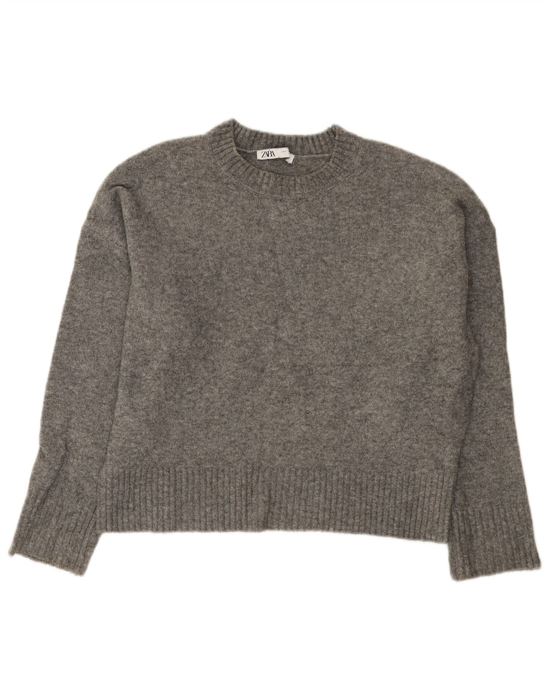 Zara Suéter feminino oversized com gola redonda Reino Unido 10 pequeno cinza acrílico