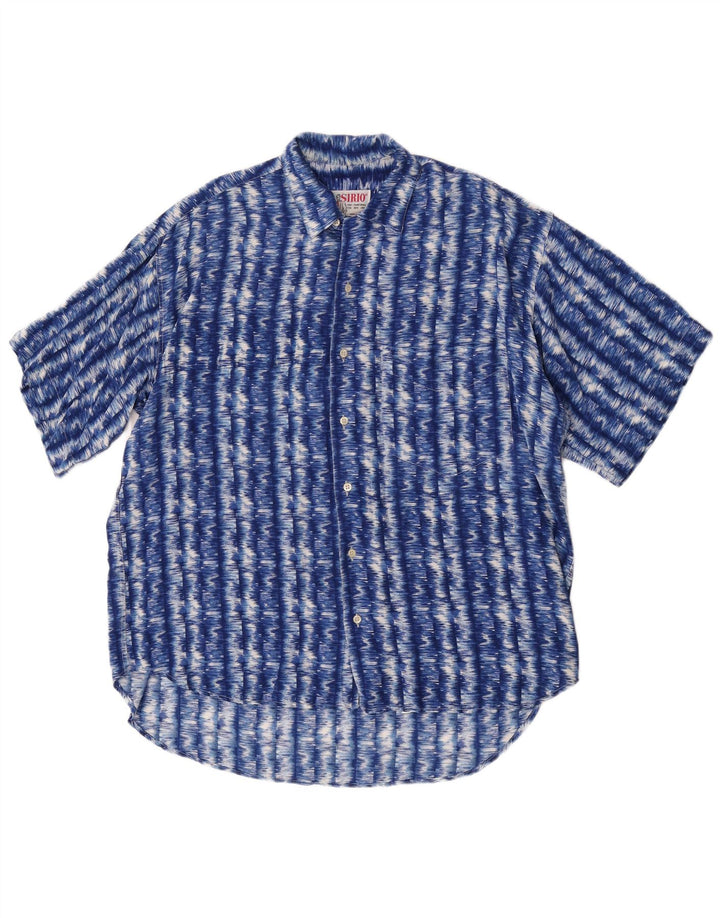Sirio Camisa masculina de manga curta com padrão abstrato grande azul