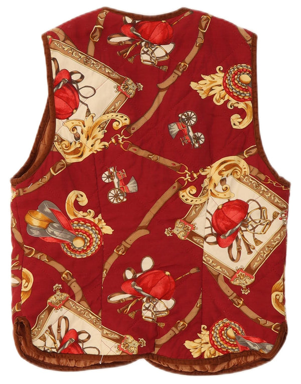 Colete feminino vintage com padrão abstrato de equitação Reino Unido 12 vermelho médio