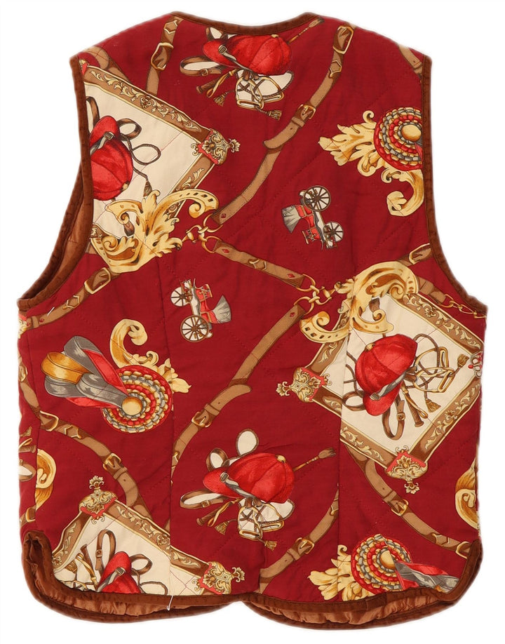 Colete feminino vintage com padrão abstrato de equitação Reino Unido 12 vermelho médio