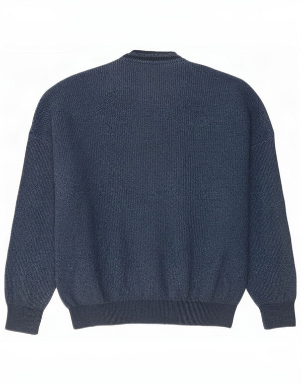 Suéter cardigã masculino vintage IT 56 XL algodão azul marinho