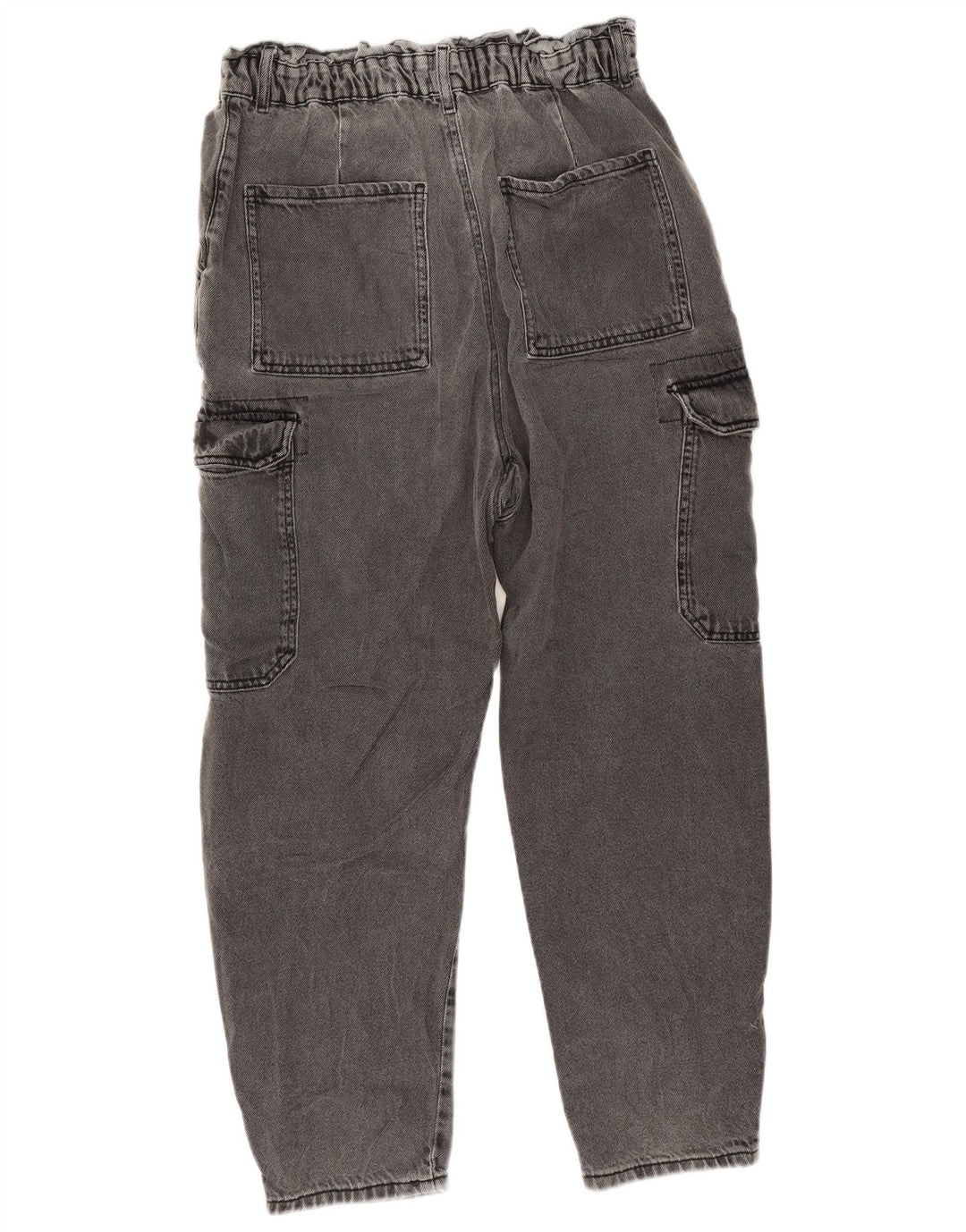 Zara Womens Crop Cargo Loose Jeans EU 40 Médio W32 L25 Algodão Cinza