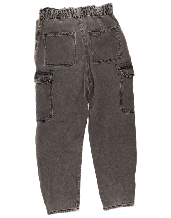 Zara Womens Crop Cargo Loose Jeans EU 40 Médio W32 L25 Algodão Cinza