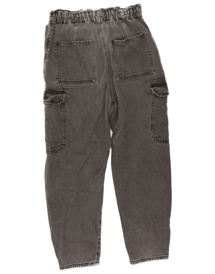 Zara Womens Crop Cargo Loose Jeans EU 40 Médio W32 L25 Algodão Cinza