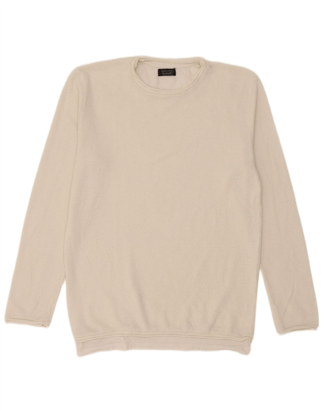 Zara Suéter masculino com gola redonda grande branco
