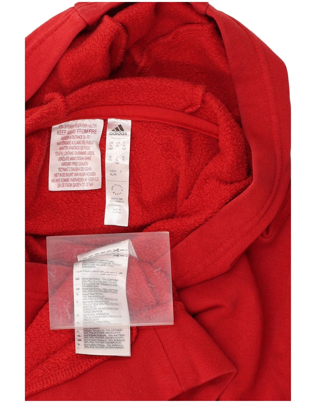 ADIDAS Meninos Hoodie Jumper 15-16 Anos Algodão Vermelho