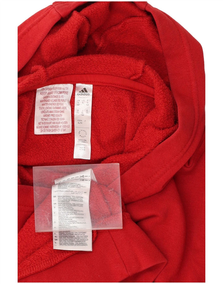 ADIDAS Meninos Hoodie Jumper 15-16 Anos Algodão Vermelho