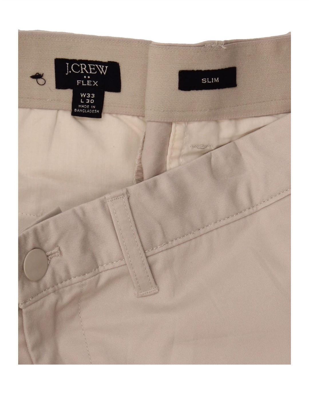 J. CREW Mens Flex Slim Fit Chino Trousers W33 L30 Beige Cotton Vintage J. Crew and Second-Hand J. Crew from Messina Hembry 