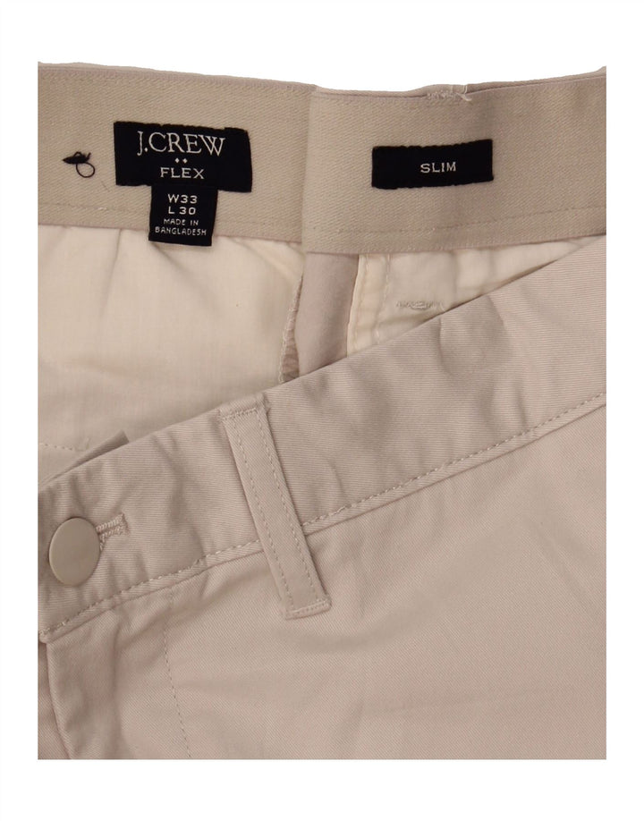 J. CREW Mens Flex Slim Fit Chino Trousers W33 L30 Beige Cotton Vintage J. Crew and Second-Hand J. Crew from Messina Hembry 
