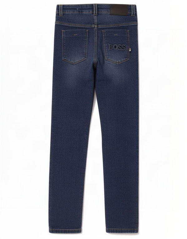 Hugo Boss Boys Slim Jeans 9-10 Anos W24 L27 Azul Algodão