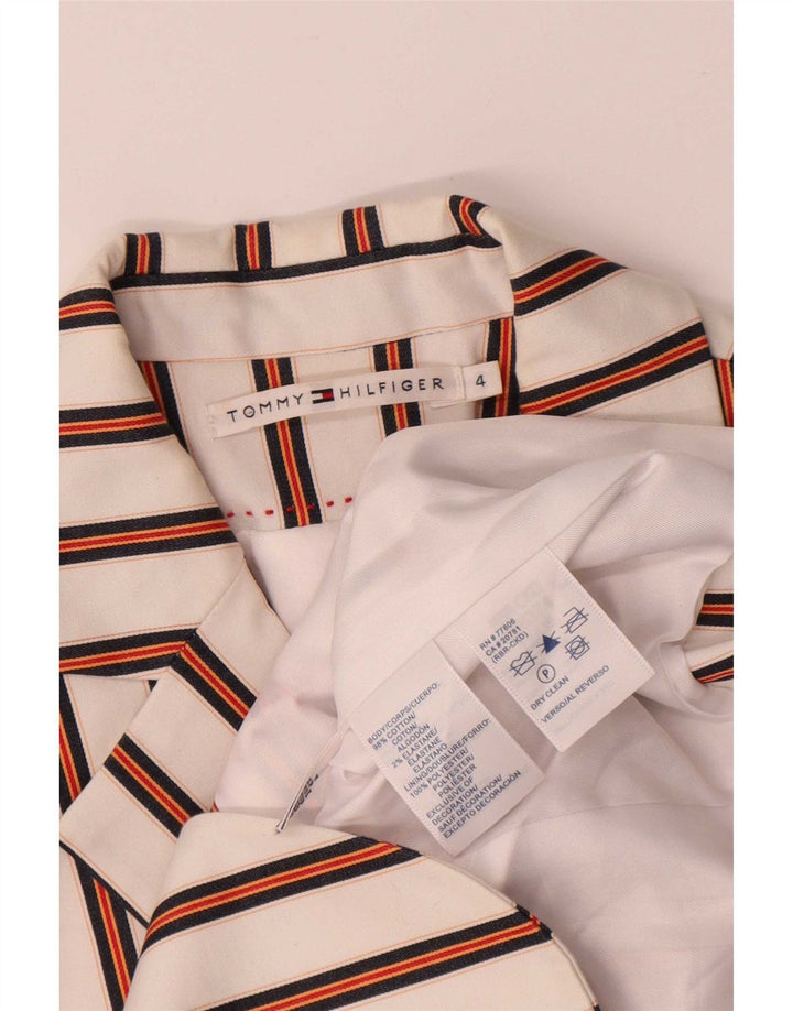 Tommy Hilfiger Jaqueta blazer feminina de 2 botões US 4 pequena listrada branca
