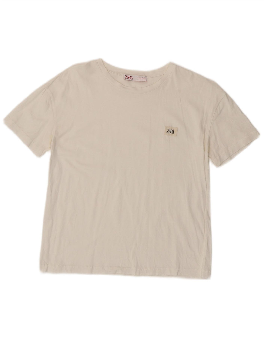 Camiseta feminina ZARA Top UK 10 pequena branca