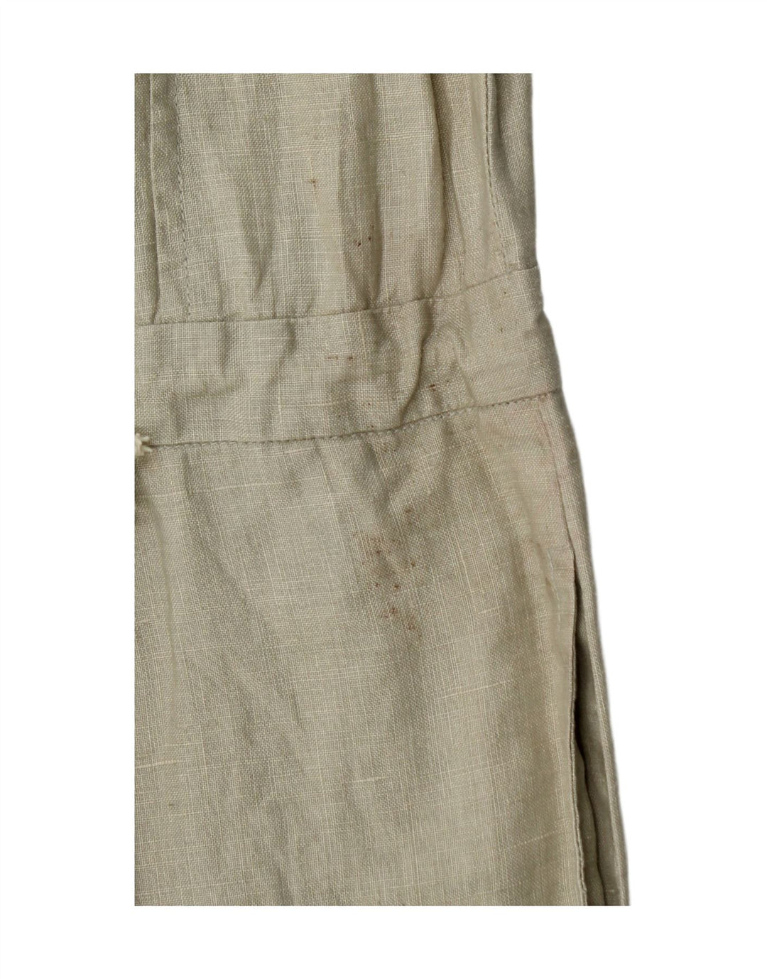 Macacão feminino vintage sem mangas UK 12 linho cáqui médio