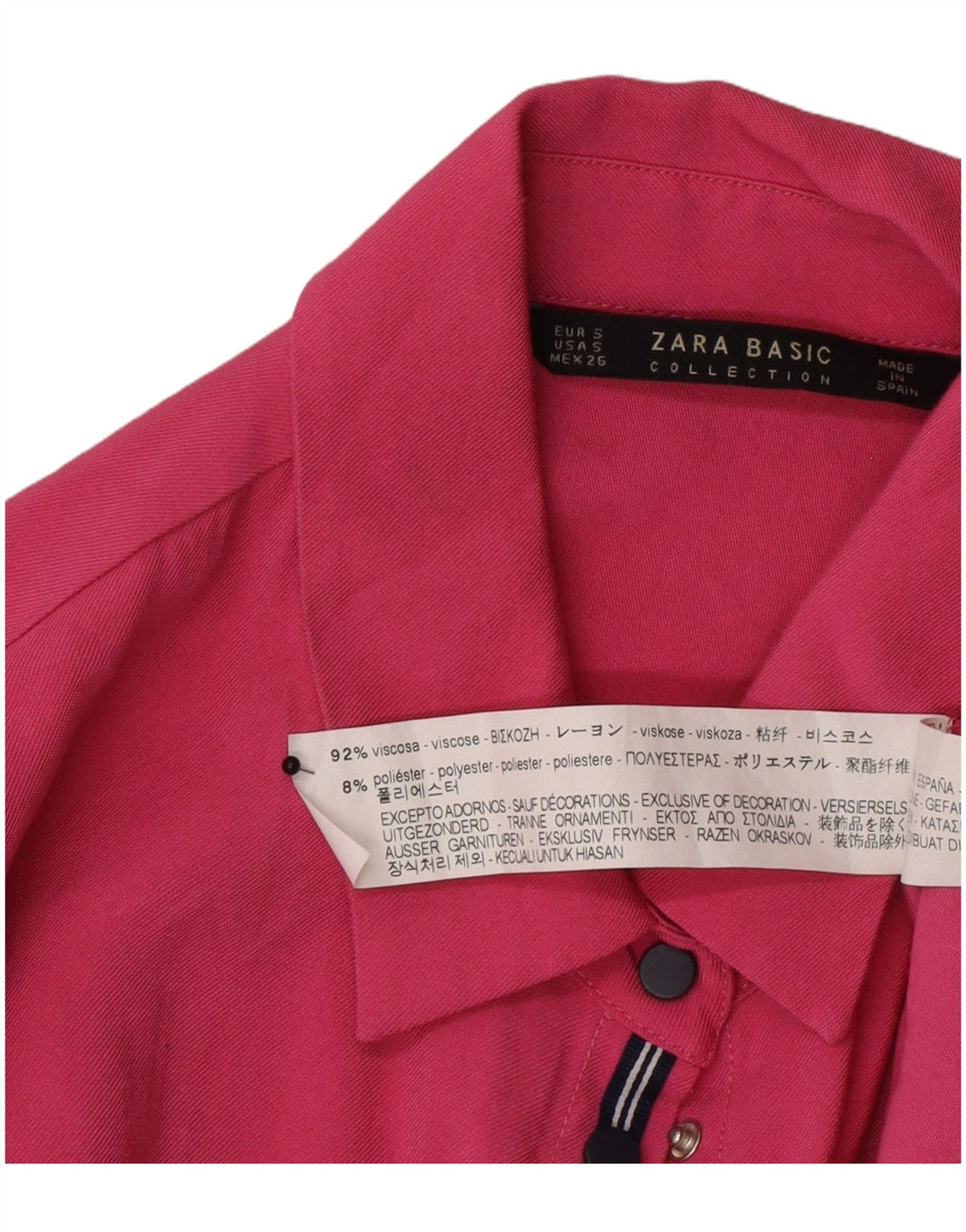 Zara Blusa feminina oversized UK 10 pequena viscose rosa