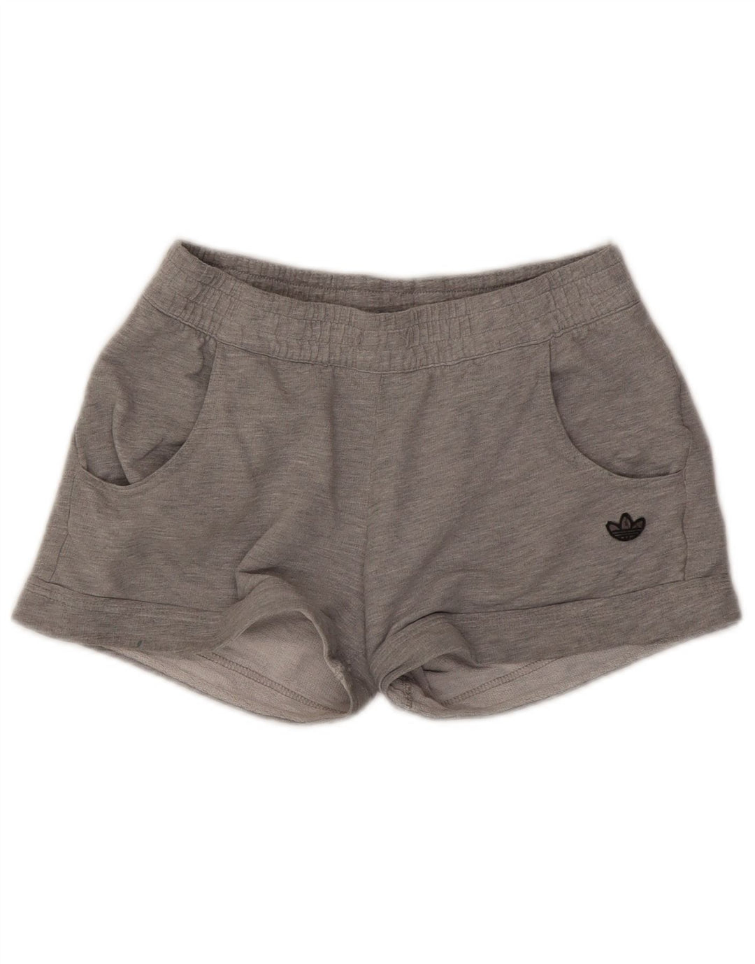 Shorts esportivos femininos Adidas UK 12 algodão cinza médio