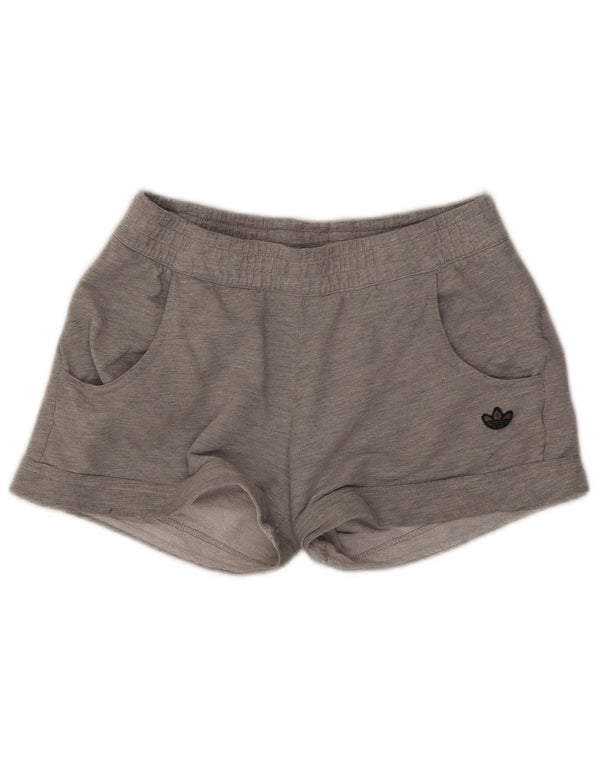Shorts esportivos femininos Adidas UK 12 algodão cinza médio