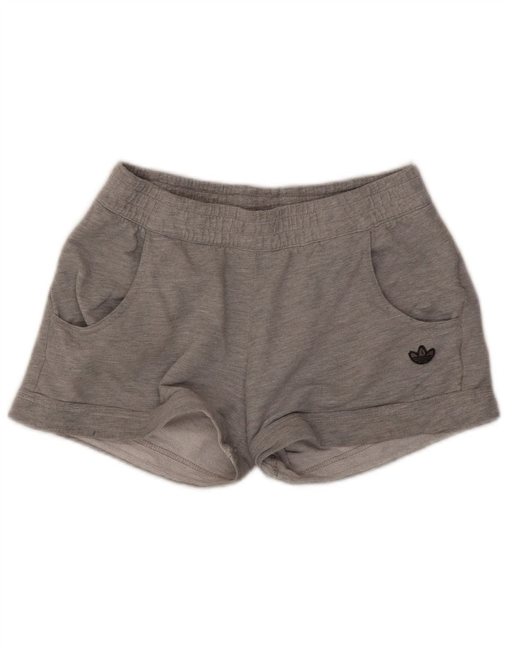 Shorts esportivos femininos Adidas UK 12 algodão cinza médio