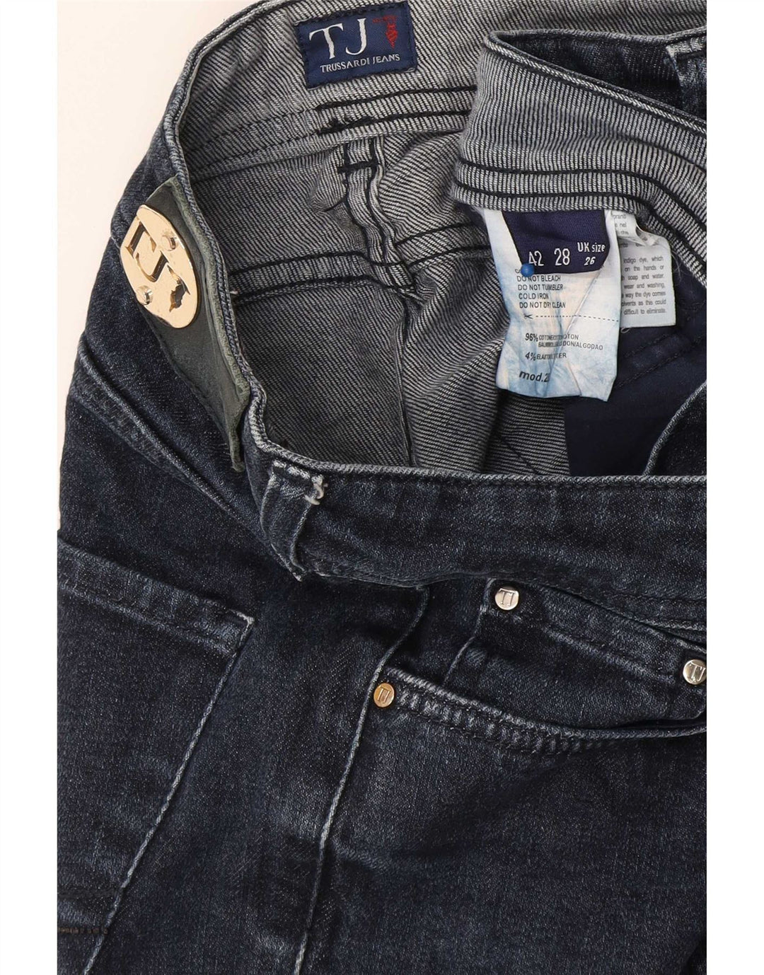 Trussardi Jeans Slim Feminino W26 L28 Algodão Azul Marinho