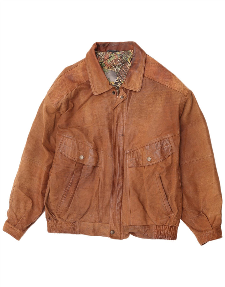 Jaqueta de couro masculina vintage UK 42 XL couro marrom