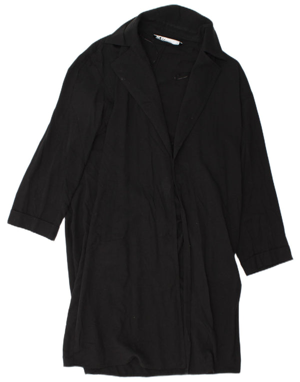 Sobretudo aberto feminino Zara UK 14 médio preto Lyocell