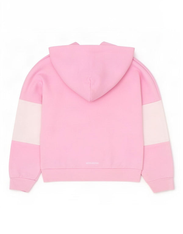 Suéter com capuz gráfico feminino Adidas 6-7 anos rosa algodão colorblock