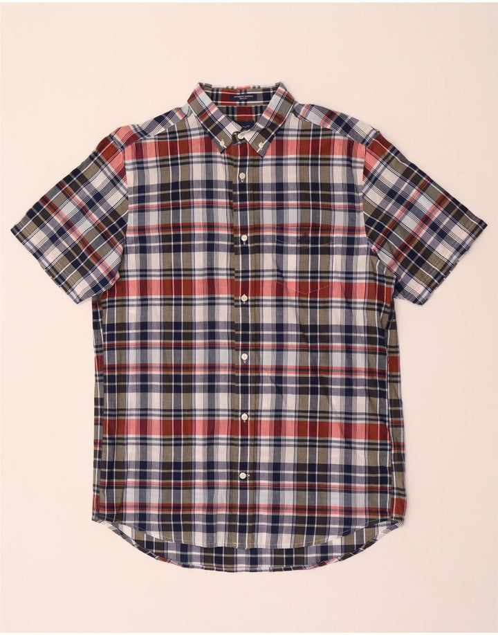Camisa masculina de manga curta Gant tamanho 41/42 16 1/2 grande xadrez multicolorido
