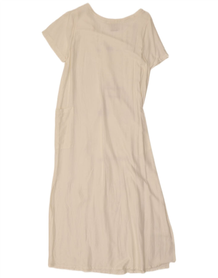 Vestido maxi gráfico feminino Tera Bora UK 12 médio branco