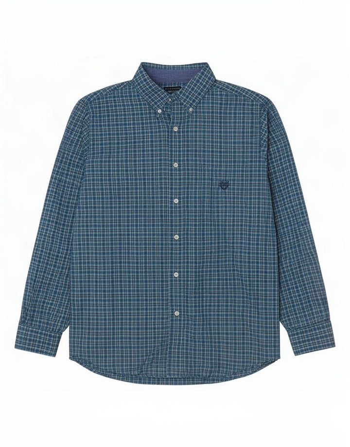 Camisa masculina Chaps grande algodão xadrez azul