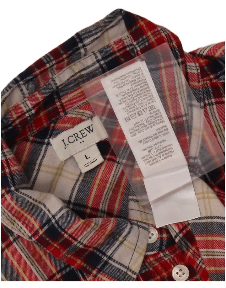 Camisa feminina de flanela J. CREW Reino Unido 16 grande algodão xadrez vermelho