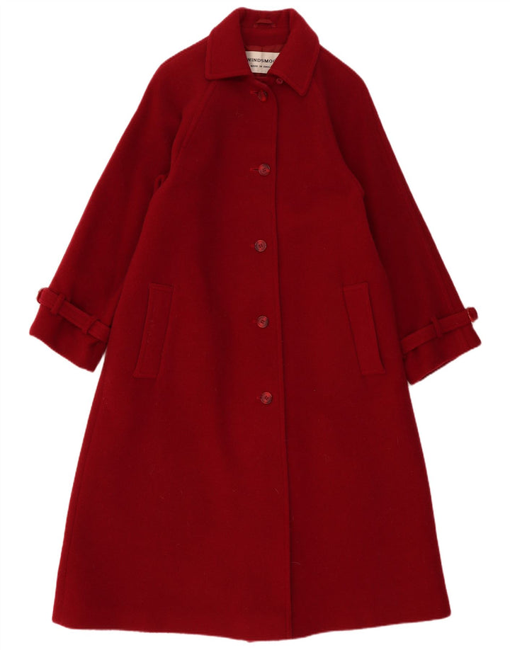 Sobretudo feminino Windsmoor grande tamanho UK 10 pequeno Borgonha lã nova