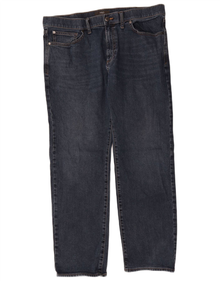 Jeans retos masculinos Marks & Spencer W36 L29 algodão azul marinho