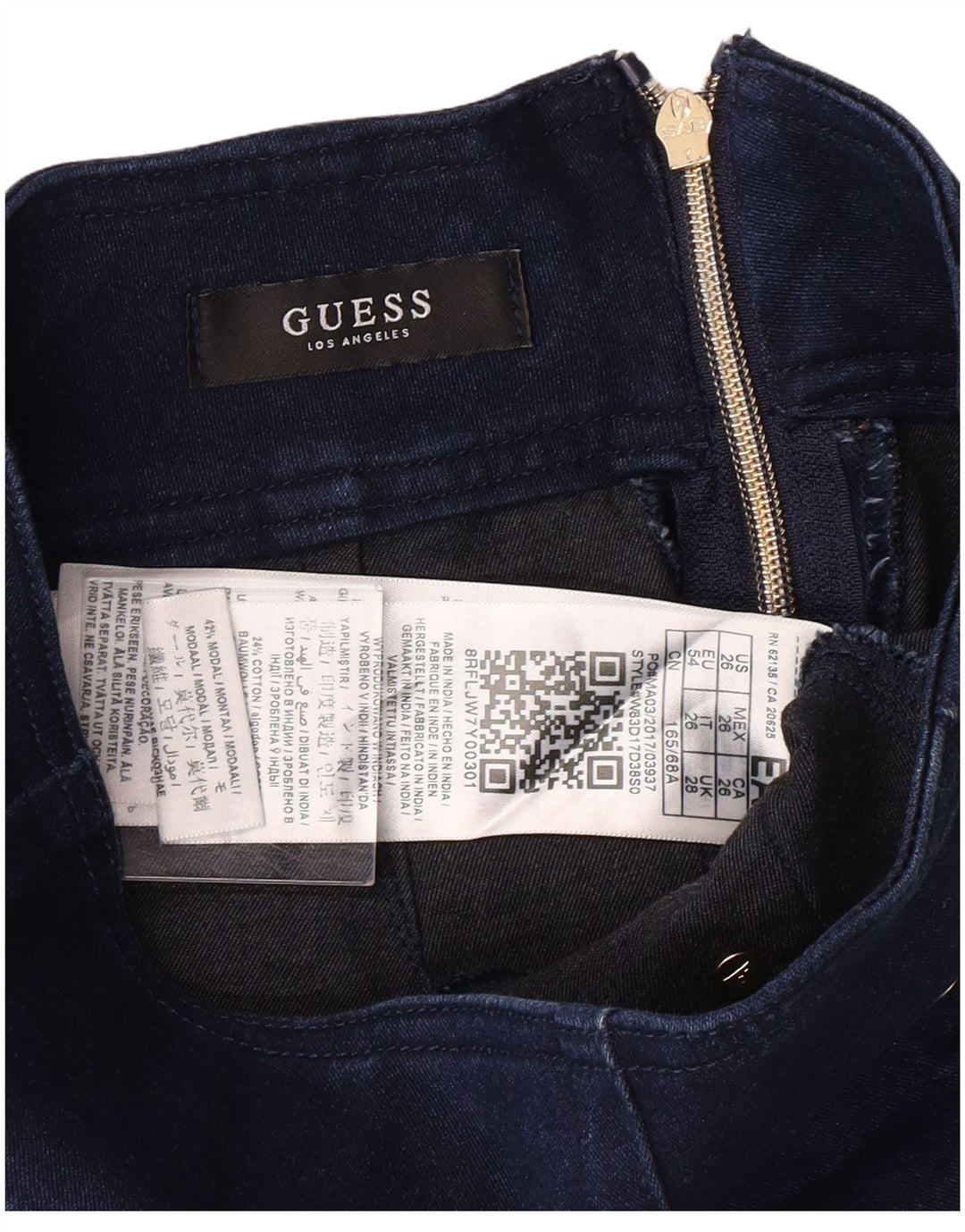 Saia jeans feminina de cintura alta Guess W28 azul médio modal clássico