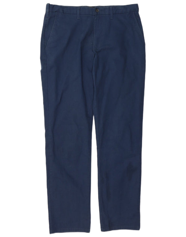 Calça chino masculina Marks & Spencer de ajuste regular W34 L33 algodão azul marinho