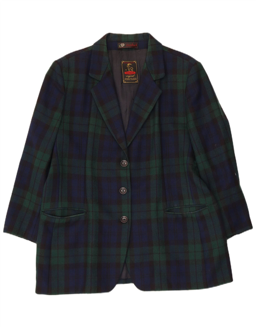 Jaqueta blazer feminina Steinbock com 3 botões Reino Unido 18 XL azul marinho xadrez