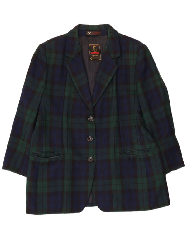 Steinbock Womens 3 Button Blazer Jacket UK 18 XL Navy Blue Check