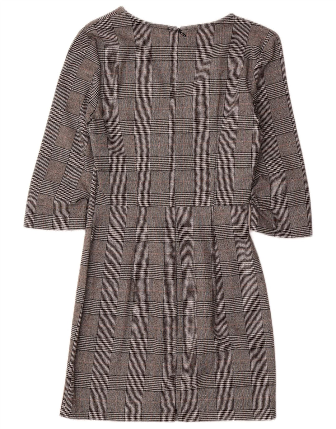 ZARA Vestido feminino manga 3/4 com bainha UK 6 XS cinza Houndstooth