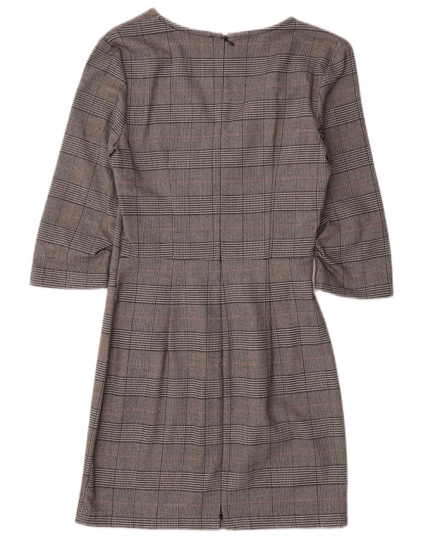 ZARA Vestido feminino manga 3/4 com bainha UK 6 XS cinza Houndstooth