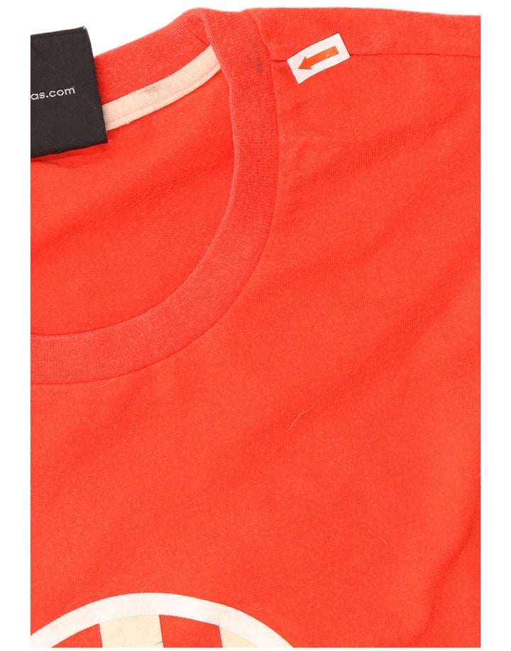 ADIDAS Mens Graphic Top Manga Longa Médio Vermelho Colourblock Algodão