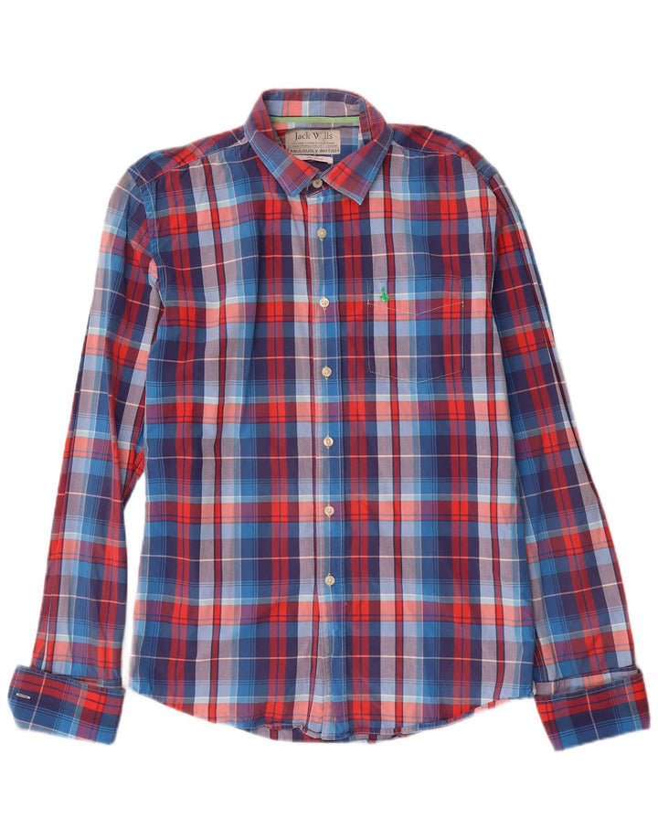 Camisa formal masculina Jack Wills pequeno algodão xadrez azul