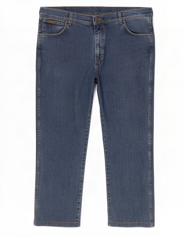 Wrangler Masculino Texas Stretch Straight Jeans W40 L34 Azul Algodão