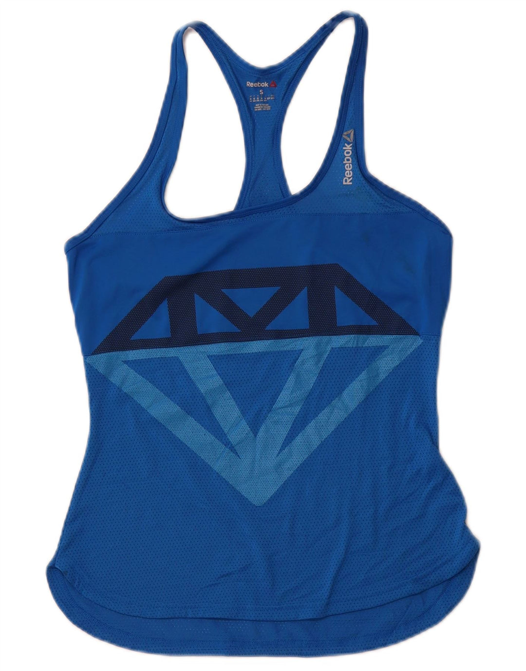 REEBOK Womens Graphic Vest Top UK 8/10 Pequeno Azul Esportes