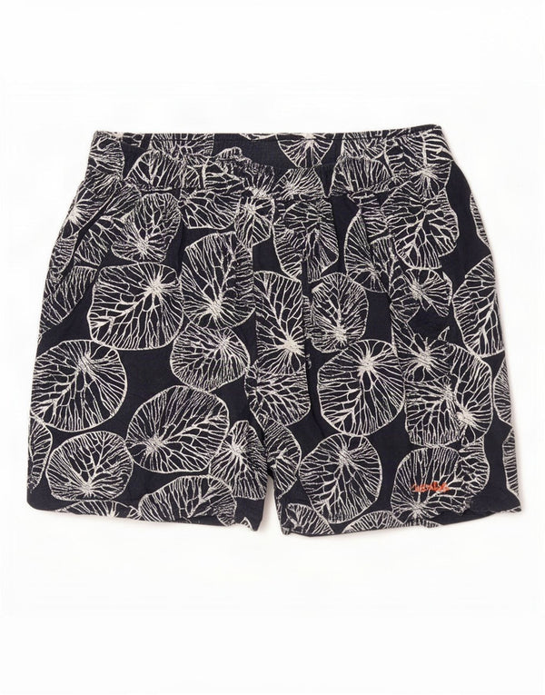 Shorts feminino Weird Fish UK 14 médio W30 azul marinho floral viscose