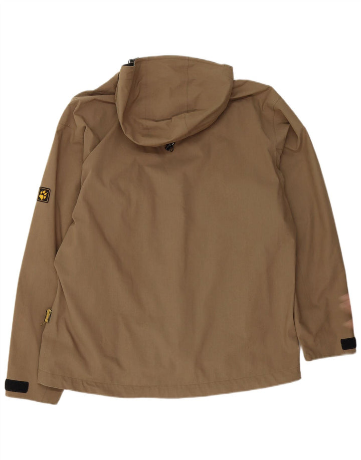 Jaqueta de chuva masculina com capuz Jack Wolfskin Reino Unido 40 poliéster bege grande