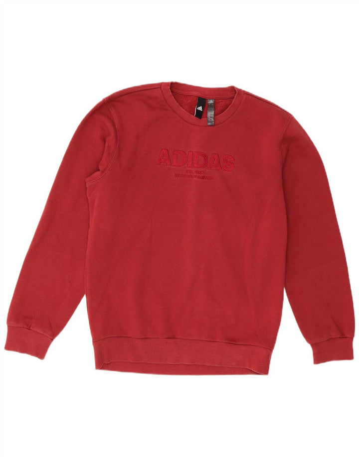 Adidas Mens Graphic Moletom Jumper Pequeno Algodão Borgonha