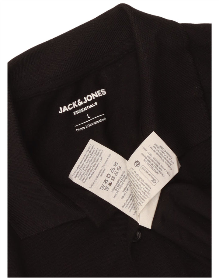 Camisa polo masculina Jack & Jones grande algodão preto
